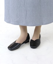 フラットサイドカットパンプス (1174)