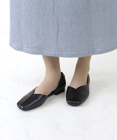 フラットサイドカットパンプス (1174)