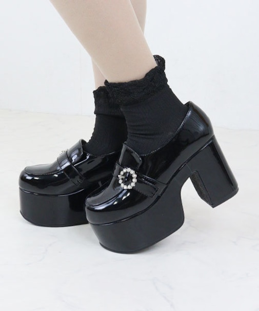 リングビジュー付き厚底ロファー (1595)