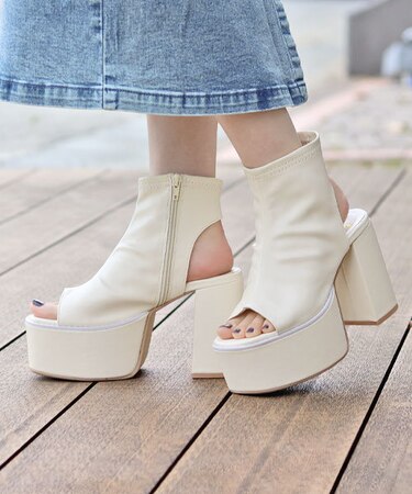 厚底シアーブーツサンダル (1590)