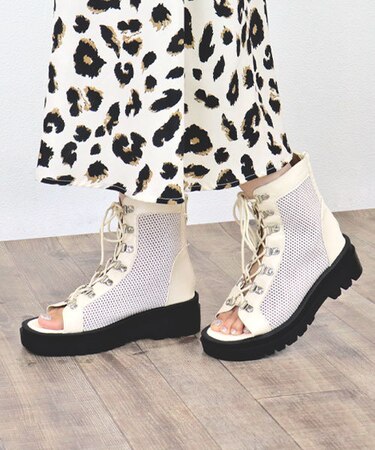 レースアップメッシュブーツサンダル (1602)