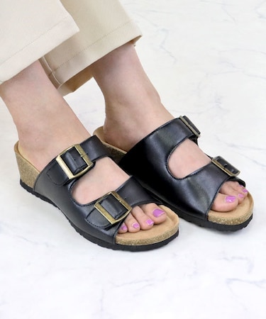 コルク風ウェッジソールサンダル (4094)