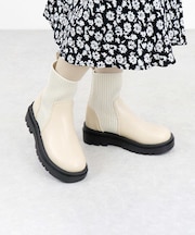 リブニットコンビデザインブーツ (9122)