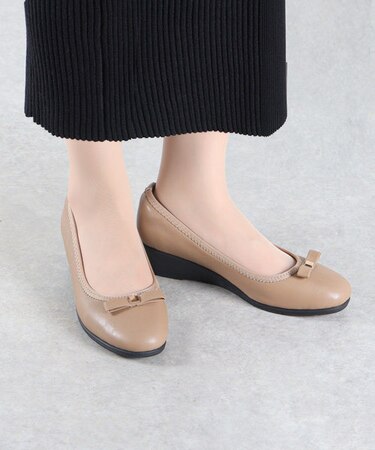 リボン付きスクエアモールドパンプス (1183)