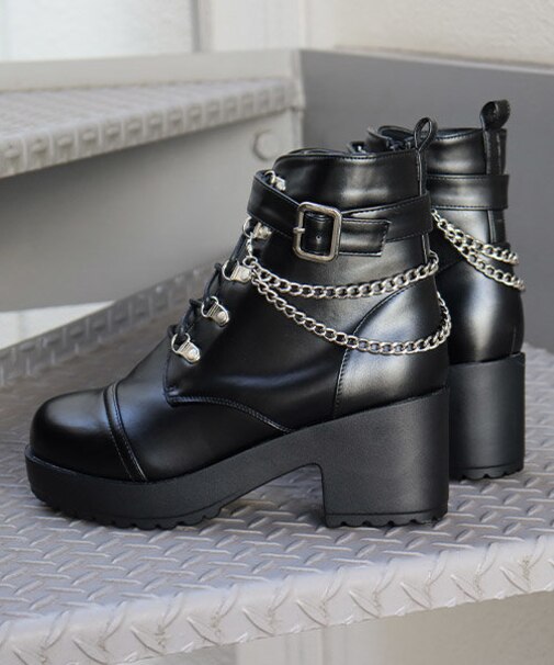 ハイヒールストレートチップブーツ (1612M)