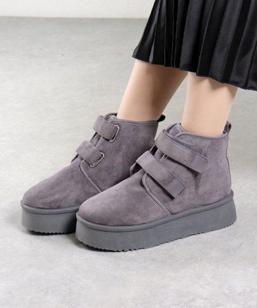 厚底ファーダブルベルトブーツ (6365)