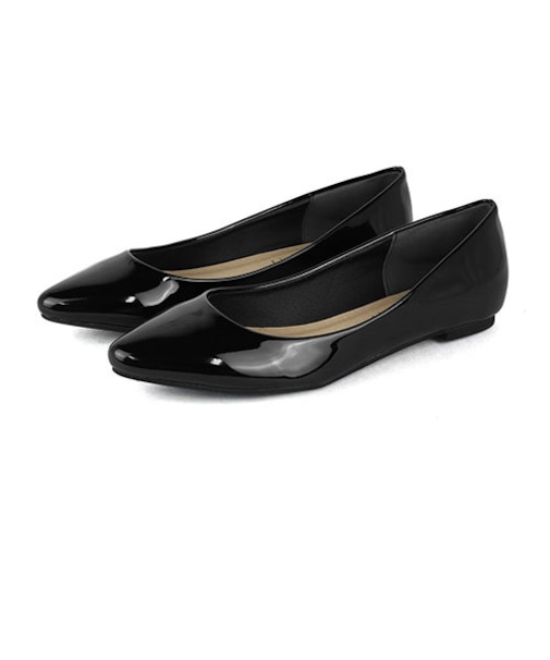 【軽量/クッション入】ポインテッドトゥフラットパンプス (5315-a)