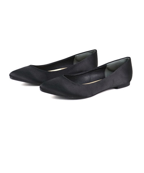 【軽量/クッション入】ポインテッドトゥフラットパンプス (5315-a)