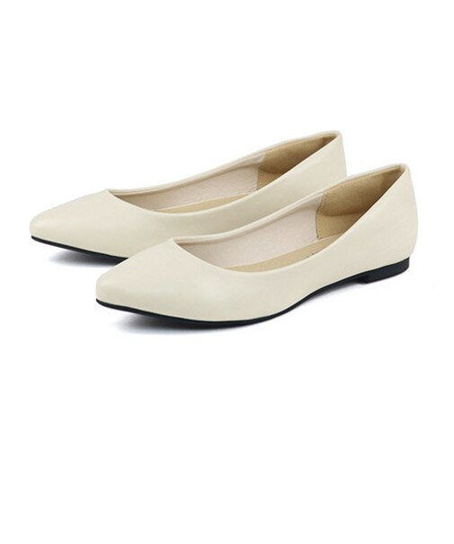 【軽量/クッション入】ポインテッドトゥフラットパンプス (5315-a)