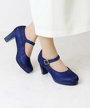 チャンキーヒールストラップパンプス (1110-2)