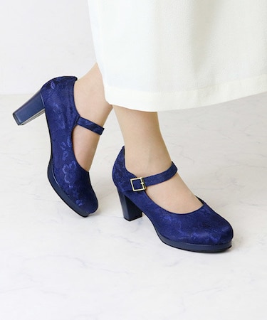 チャンキーヒールストラップパンプス (1110-2)