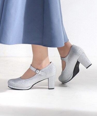 チャンキーヒールストラップパンプス (1110-2)