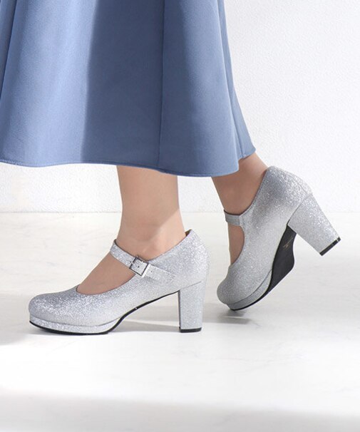 チャンキーヒールストラップパンプス (1110-2)