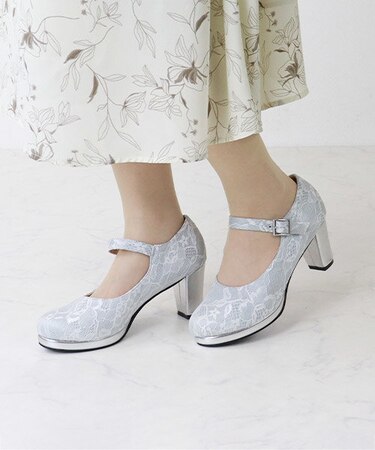 チャンキーヒールストラップパンプス (1110-2)