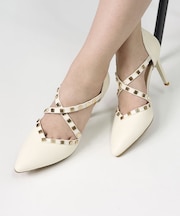 クロススタッズベルトセパレートパンプス (1193)