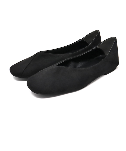 スクエアトゥ 切り替えデザイン バブーシュパンプス (1044)