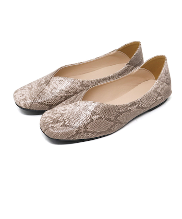 スクエアトゥ 切り替えデザイン バブーシュパンプス (1044)