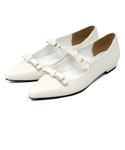 ダブルリボン ポインテッドトゥ パンプス (1047)