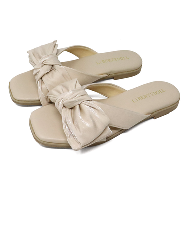 LiBERTYDOLL ビッグリボンスクエアフラットサンダル(4200)