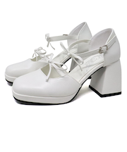 Wリボンスクエアセパレートパンプス (2214)