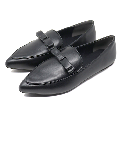 ポインテッドトゥリボンオペラ フラットパンプス (3074)