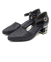 ポインテッドトゥセパレートデザインヒールパンプス (1050)