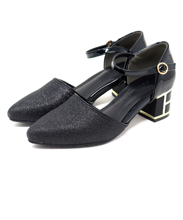 ポインテッドトゥセパレートデザインヒールパンプス (1050)