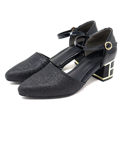 ポインテッドトゥセパレートデザインヒールパンプス (1050)