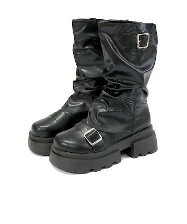 ダブルベルト厚底エンジニアカバーブーツ (9157)