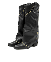 スタッズウエスタンカバーロングブーツ (9162)