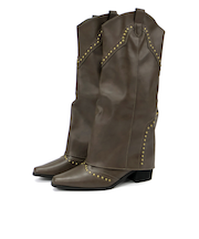 スタッズウエスタンカバーロングブーツ (9162)