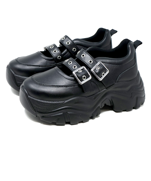 軽量厚底ダブルベルトスニーカー (2233)