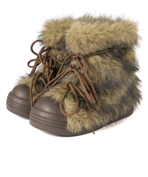 ボリュームフェイクファー（リボン）ブーツ (9158)