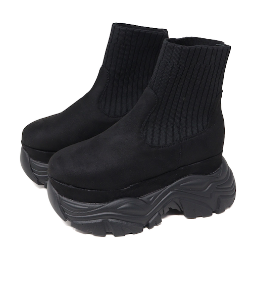 ニットリブ ストレッチ スニーカーブーツ (1907)