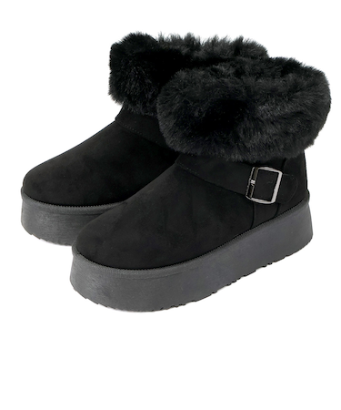 厚底ベルトデザインムートンブーツ / 6414