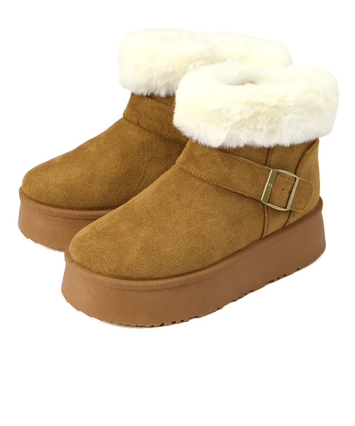 厚底ベルトデザインムートンブーツ / 6414