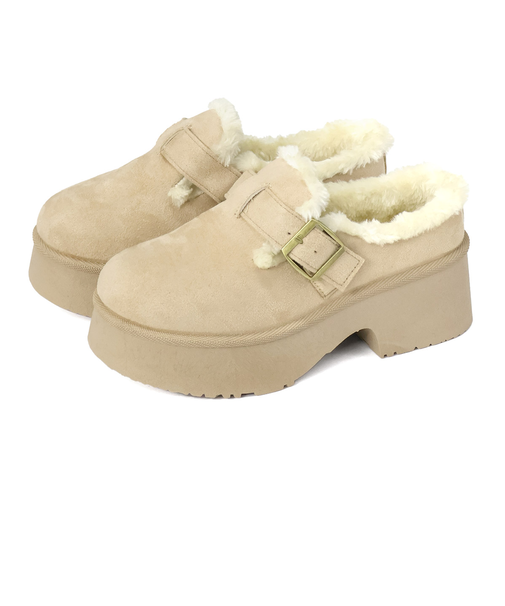 ベルトデザイン厚底ムートンスリッポン (6421)