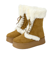 厚底レースアップムートンブーツ　(6417)