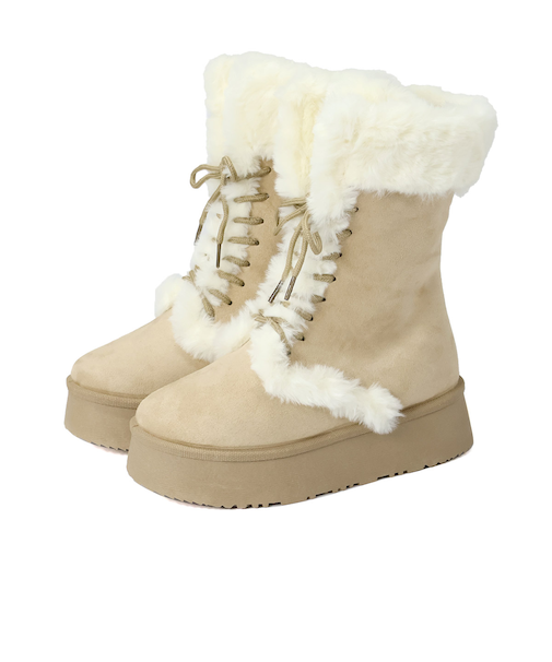 厚底レースアップムートンブーツ　(6417)