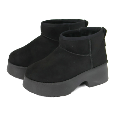 厚底チャンキーヒール×ショートムートンブーツ (6422)