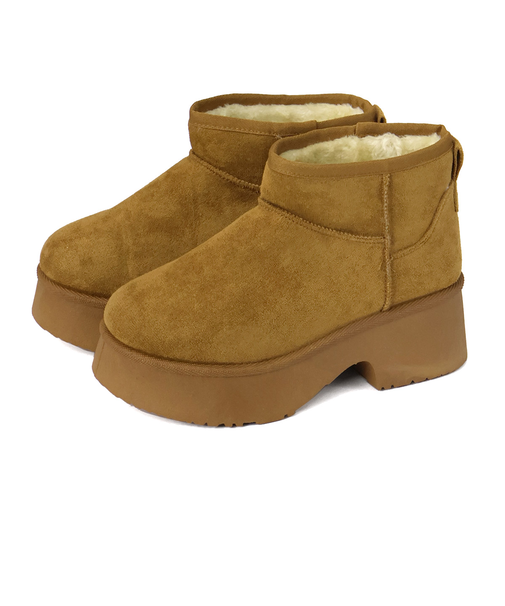 厚底チャンキーヒール×ショートムートンブーツ (6422)