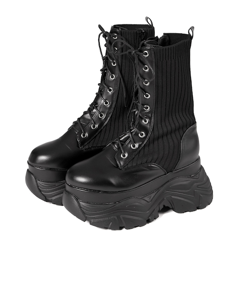 厚底9ホールレースアップニットブーツ (1914)