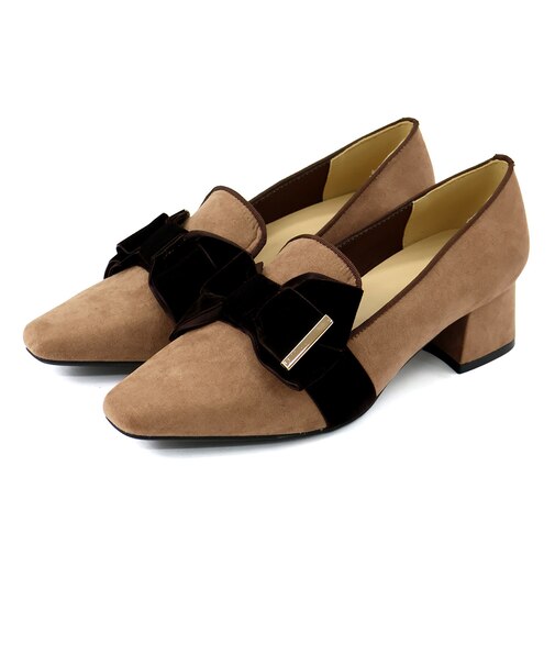 オフィス カジュアル フォーマル セットアップ ベルベットリボンヒールパンプス (1054)