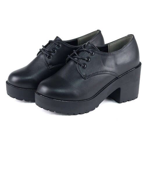 8cm厚底チャンキーヒールオックスフォードシューズ (3021)