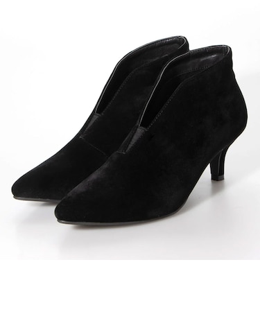 シルエットと履き心地を追求したVカット美脚ショートブーティ (5538)