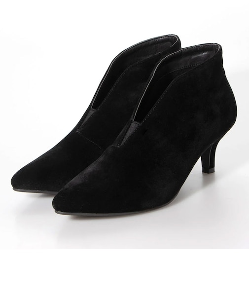 シルエットと履き心地を追求したVカット美脚ショートブーティ (5538)