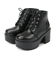 厚底レースアップブーツ (9164)