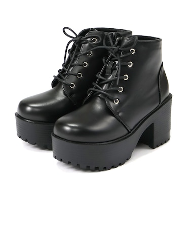厚底レースアップブーツ (9164)