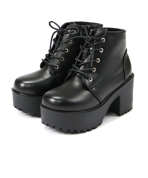 厚底レースアップブーツ (9164)