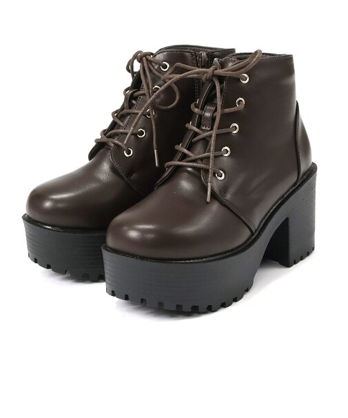 厚底レースアップブーツ (9164)